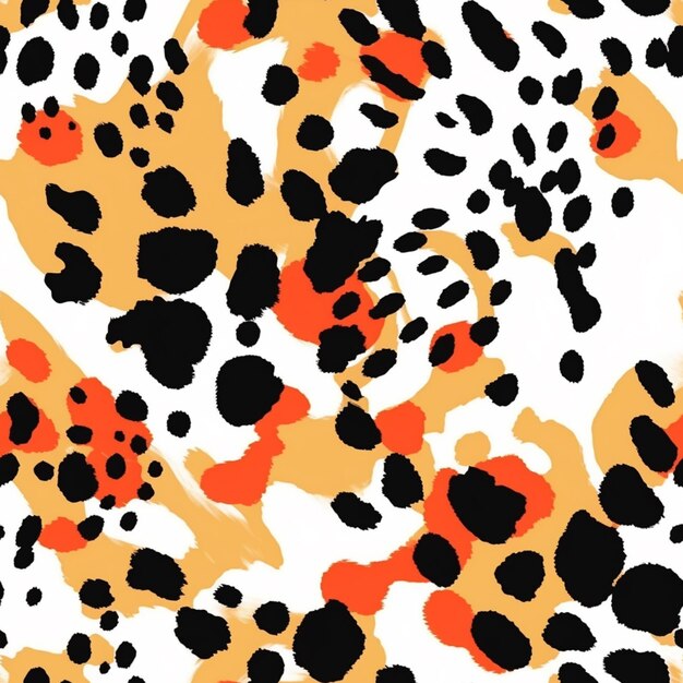 A leopard print that is black and orange