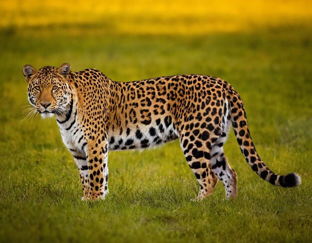 Foto leopardo che riposa su un tronco contro uno sfondo sfocato generativo ai