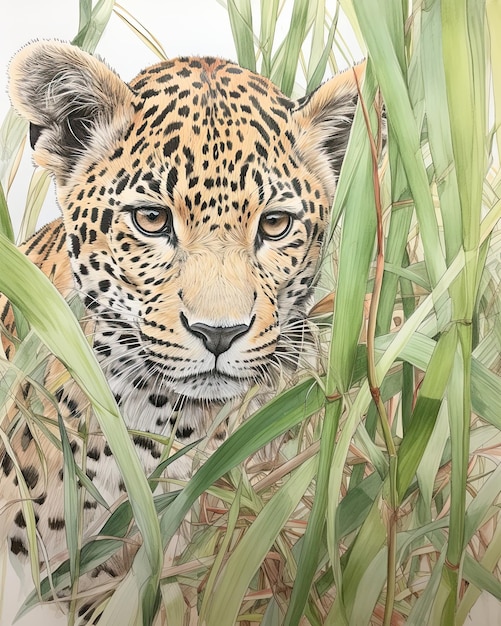 The leopard's face is shown close up with a blurry background Generative AI