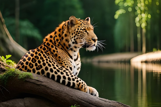 A leopard on a tree branch