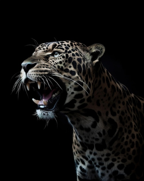 A leopard with a black background