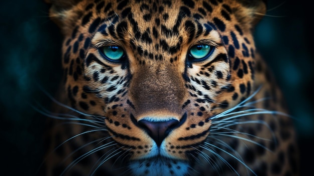 a leopard with a blue eyes