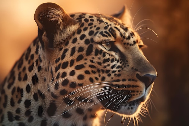 A leopard with a golden glow on its face