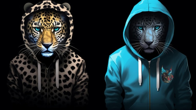 A leopard with a hoodie and a hoodie