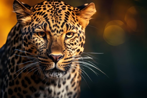 a leopard with a yellow background