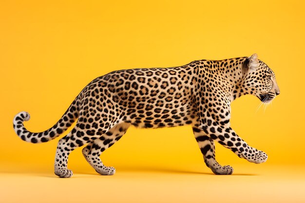 Leopard on a yellow background neural network ai generated