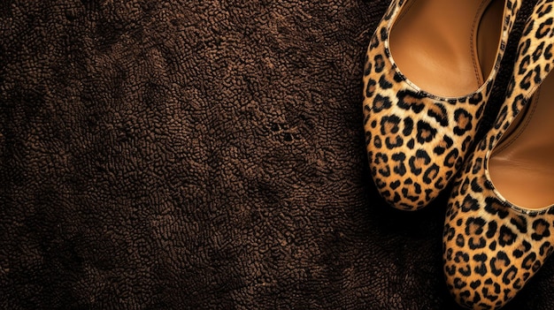 Leopardprint flats op een gestructureerde achtergrond