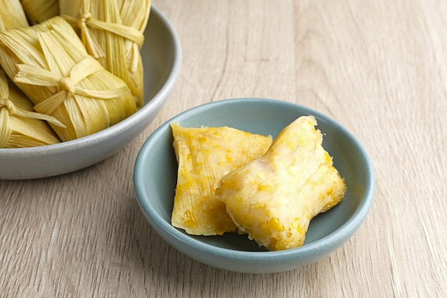 Lepet Jagung is a traditional Indonesian snack, made from corn and grated coconut.