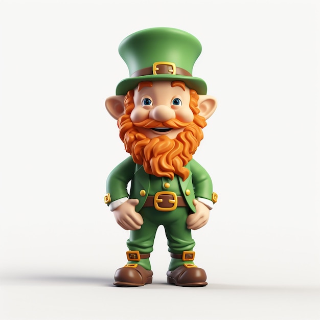 leprechaun in green dress with brown beard