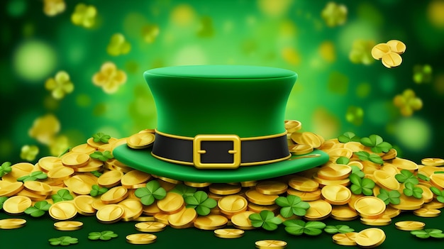 사진 아일랜드의 세인트 패트릭 데이에 전통적으로 쓰이는 금과 행운의 레프레콘 비