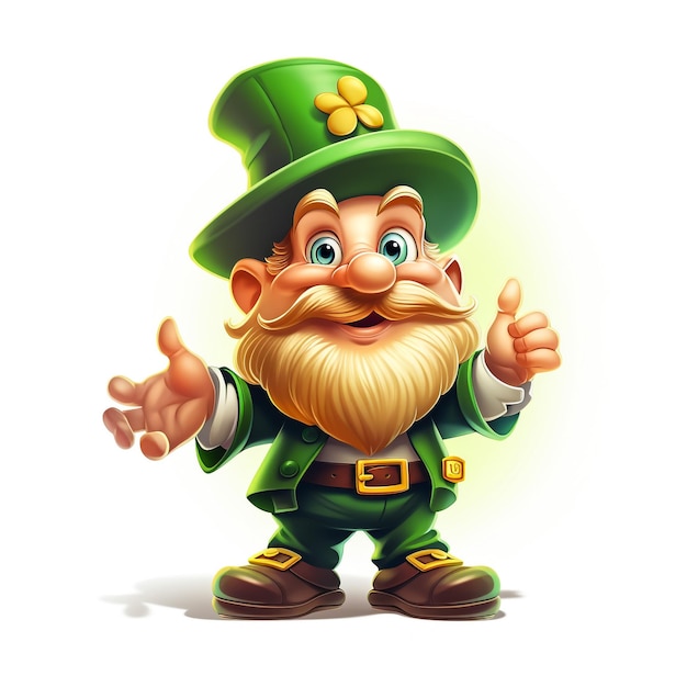 A leprechaun st patricks day cartoon character giving a thumbs up and peeking over a sign