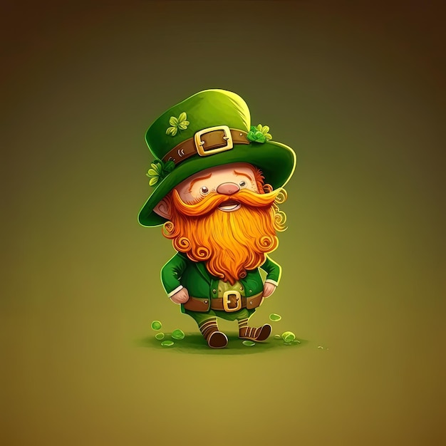 Leprechaun with ginger beard and green hat cartoon look funny Saint Patrick39s Day Celebration Leprechaun Green Beer and Shamrocks St Patrick39s Day concept Generative AI