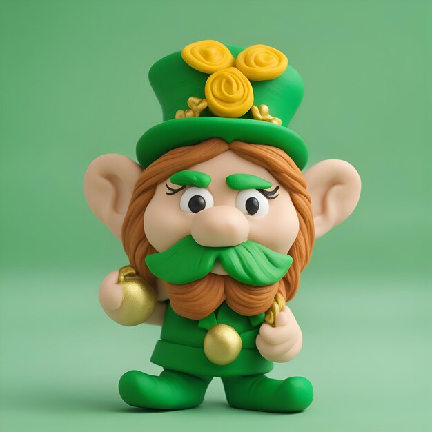 Leprechaun with a yellow bow 3d rendering