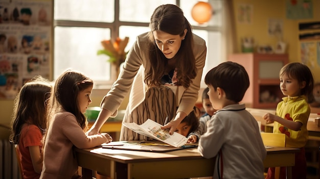 Leraar met schoolkinderen in de klas