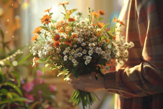 Leraar ontvangt een boeket bloemen octane rend