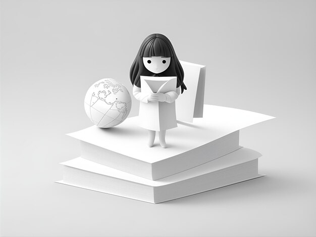 Foto lerarendag concept groeten achtergrond met boeken en witte 3d wereldbol