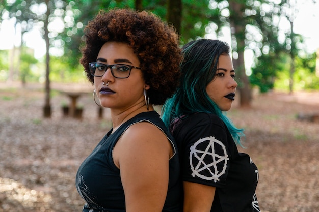 Lesbian couple on a beautiful day in the park