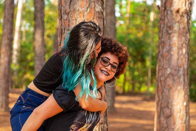 Lesbian couple in the park