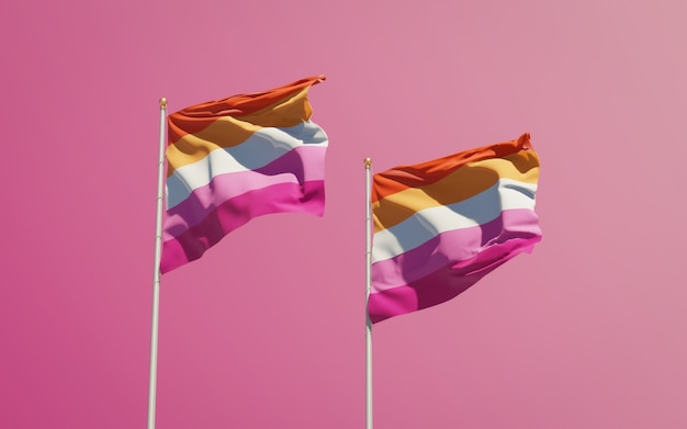 Photo lesbian pride flags on color background