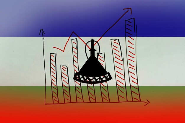 Lesotho bar chart graph with ups and downs developing and improving concept increasing values