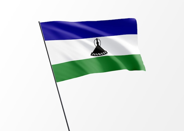 고립 된 배경 레소토 독립 기념일에 높이 나는 레소토 깃발