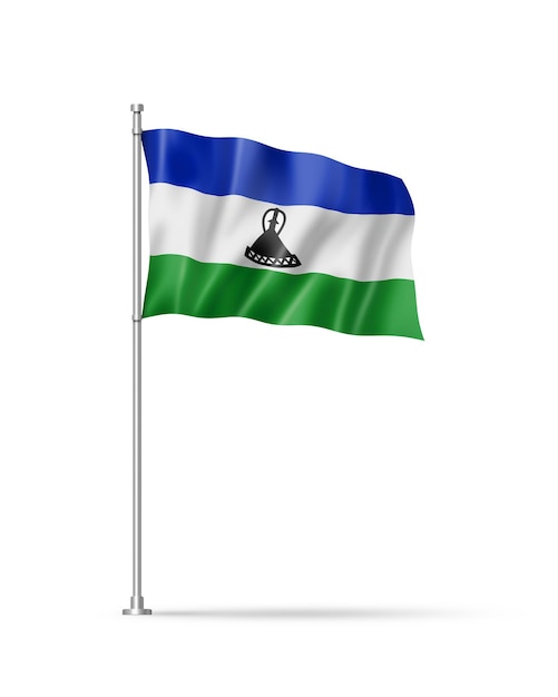 Lesotho flag isolated on white