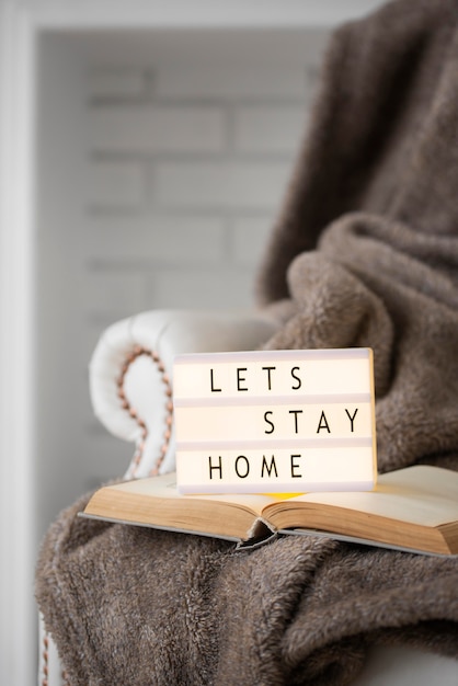 Let's stay home message on lightbox