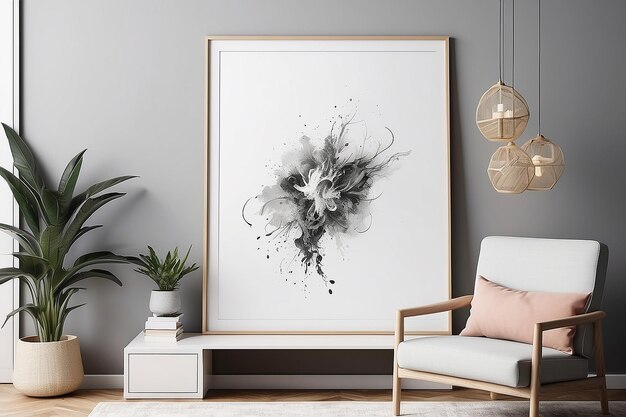 Let your imagination run wild with a framed art mockup featuring a blank white space