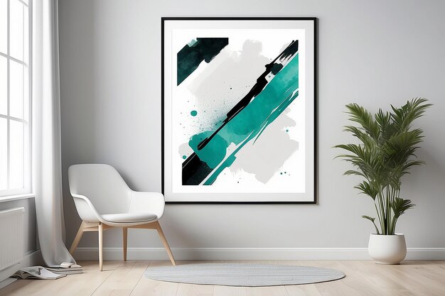 Let your imagination run wild with a framed art mockup featuring a blank white space