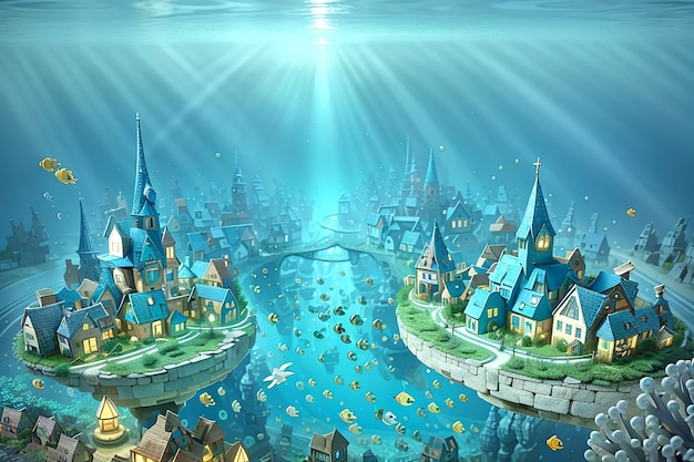 Let your imagination take flight as you explore an underwater village influenced by the works