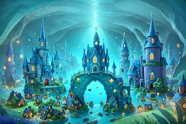 Let your imagination take flight as you explore an underwater village influenced by the works