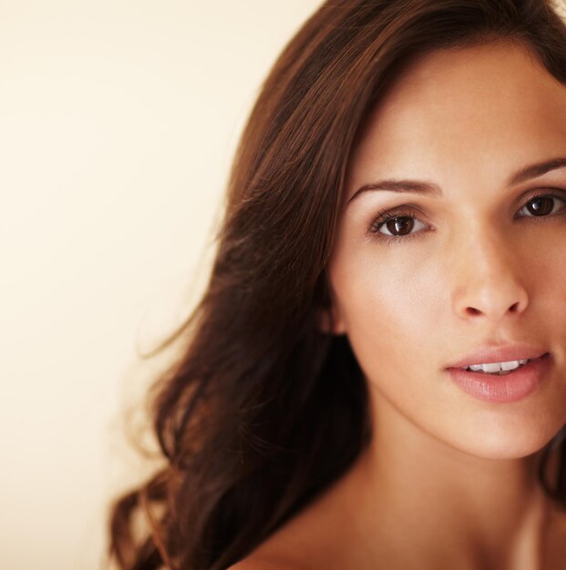 Let your inner beauty shine through Closeup portrait of an alluring brunette Copyspace