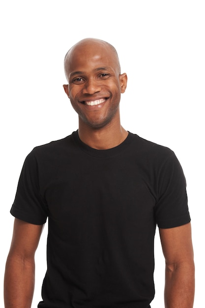 Let your message fly high over this friendly face Studio portrait of a handsome african american man isolated on white