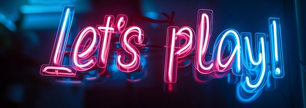 Photo lets play colorful neon lettering