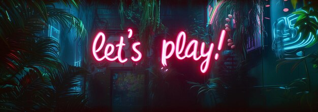 Lets Play Colorful Neon Lettering