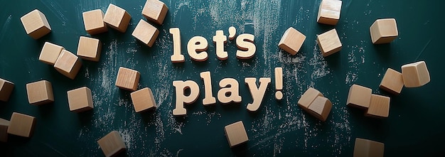 Lets play colorful wooden lettering