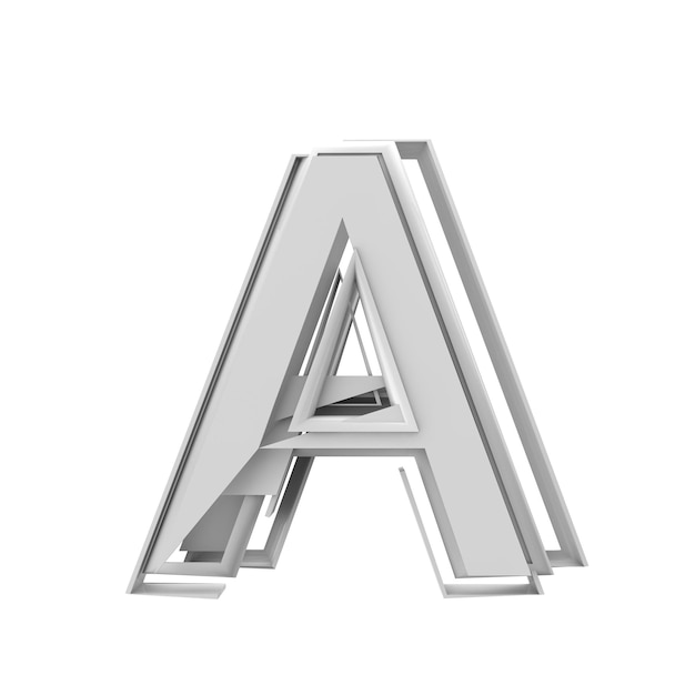 Letter A Abstract gefragmenteerd geometrisch lettertype 3D-rendering