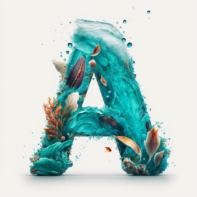 Letter A in oceaanstijl