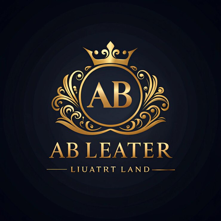 Photo letter ab ornamental golden logo concept design