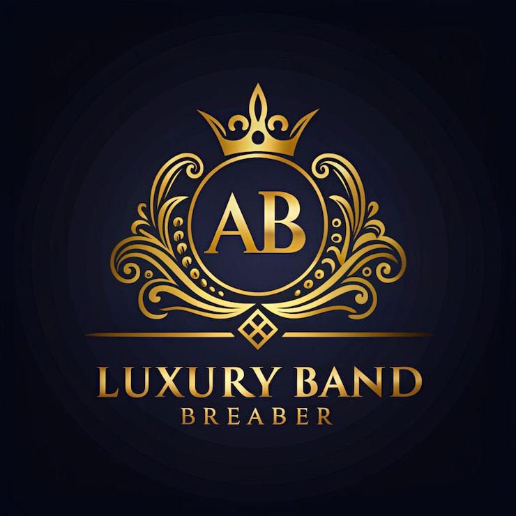 Photo letter ab ornamental golden logo concept design