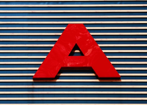 Letter A against the background of horizontal lines backdrop