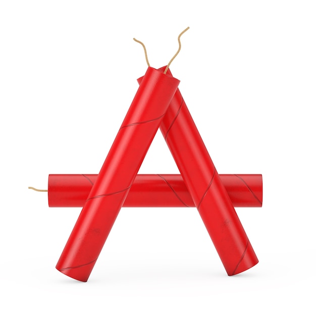 Photo letter a as dynamite sticks alphabet collection on a white background. 3d rendering