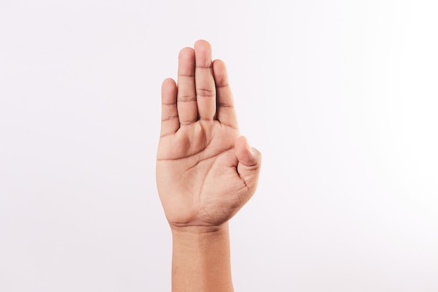 Letter B of the alphabet of sign language