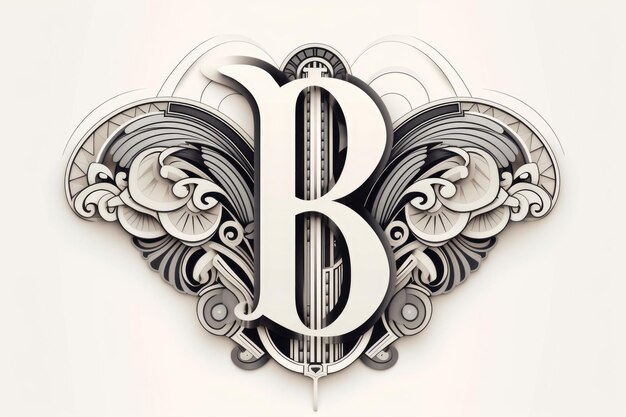 Letter b art deco style on white background