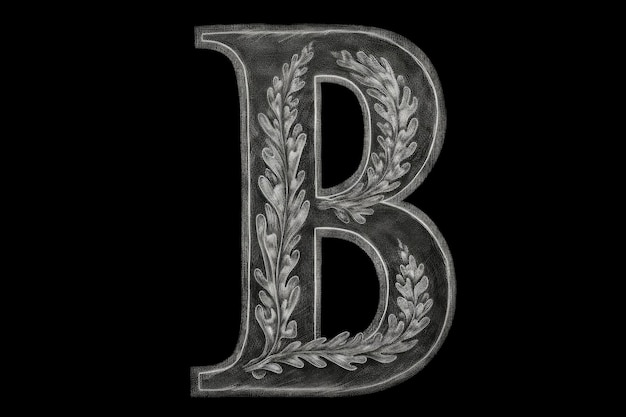 Foto b lettera in stile lavagna su sfondo bianco
