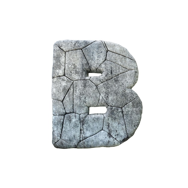 Letter b cracked grunge stone rock font d rendering