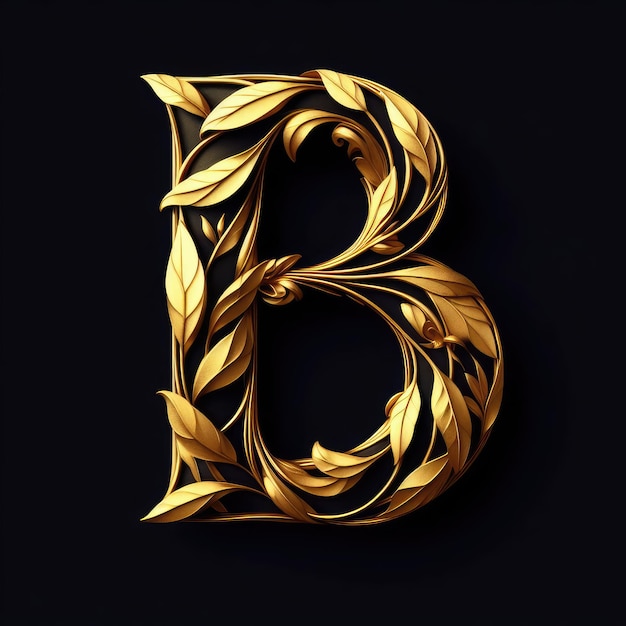 Photo letter b crafted with gold