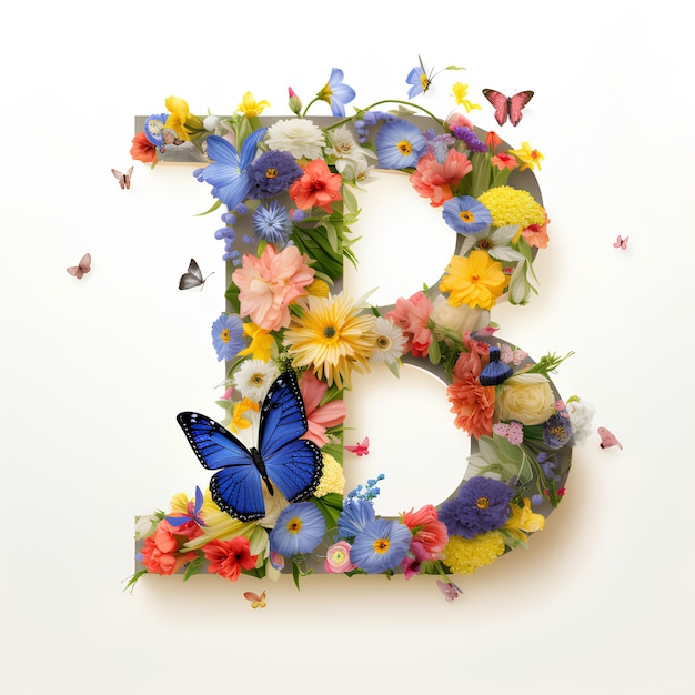Letter B drawing B alphabet letter with flowers Floral letter