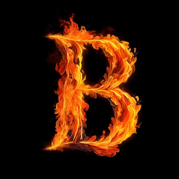 Letter B fire with flames generative ai generated
