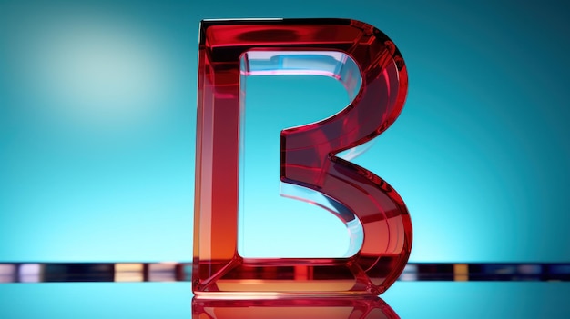 Letter B gemaakt van glas in een minimalistisch UHD behang Stock Fotografie Beeld